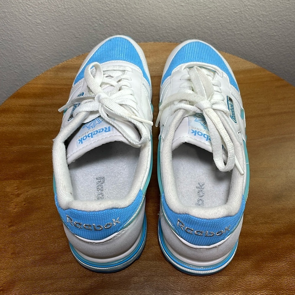 Women's Reebok Classic Running Shoes Sneakers White Blue RB 503 Size 8.5 - Picture 10 of 16